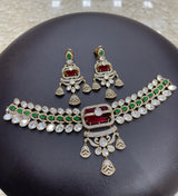Victorian Polish AD and Mossianite Stones Bridal Neck Set