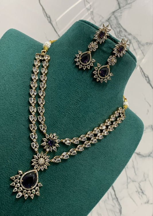 Victorian Polish AD Stones Layer Necklace