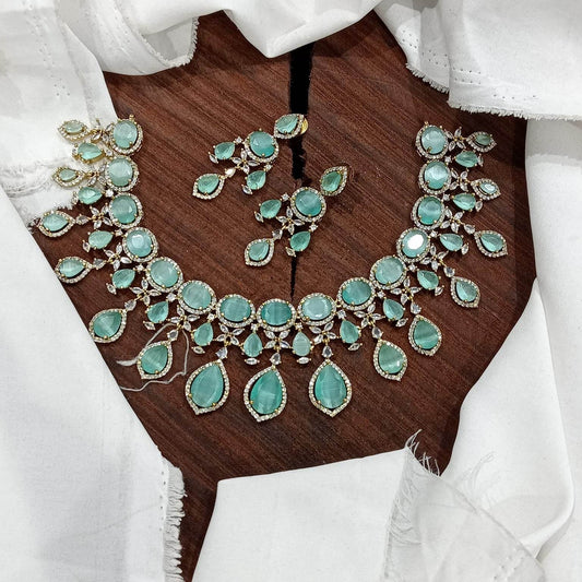 Victorian Polish with AD Stones Necklace - Nakshatra Jewels
