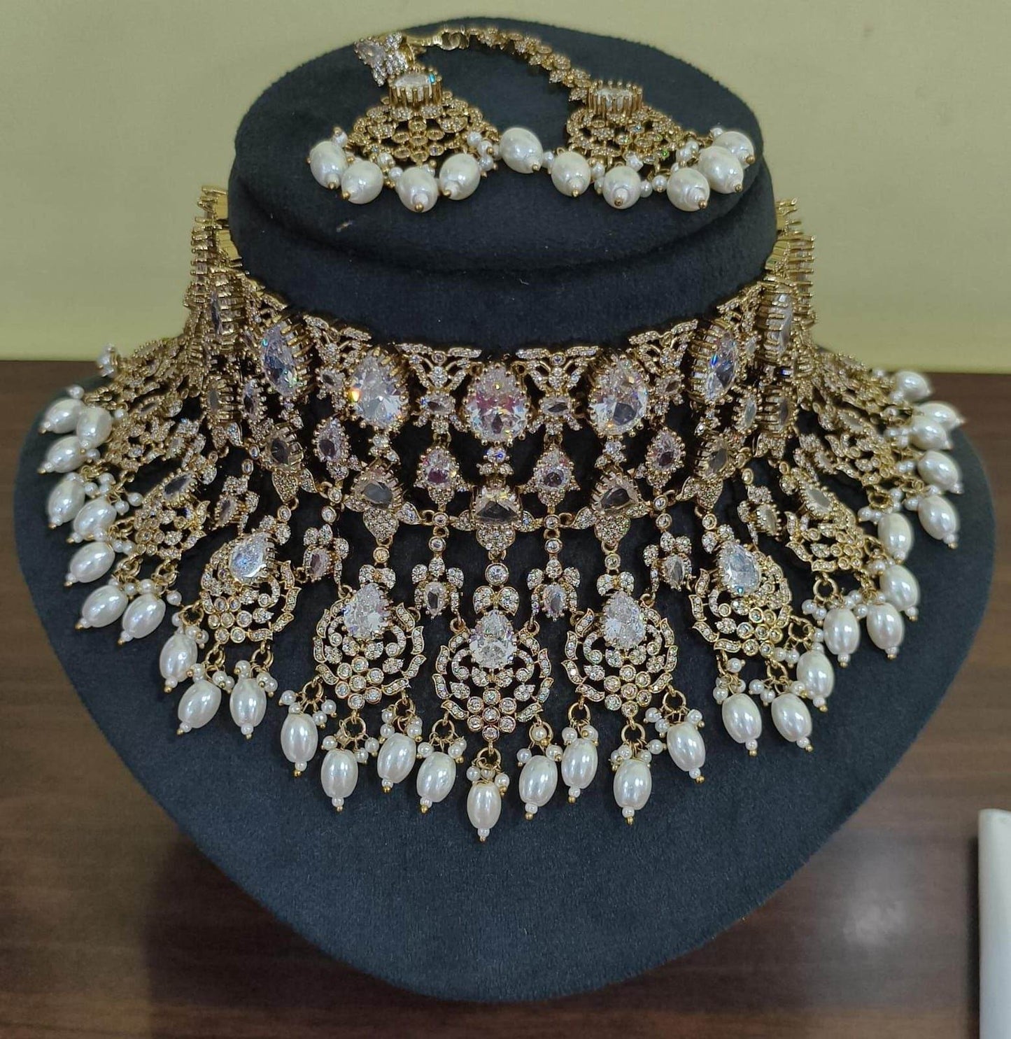 Victorian Polish with AD Stones Bridal Choker - Nakshatra Jewels