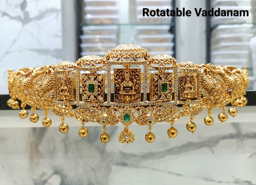 Nakshi Work with AD Stones Bridal Hip Belt (Gold Replica) - Nakshatra Jewels