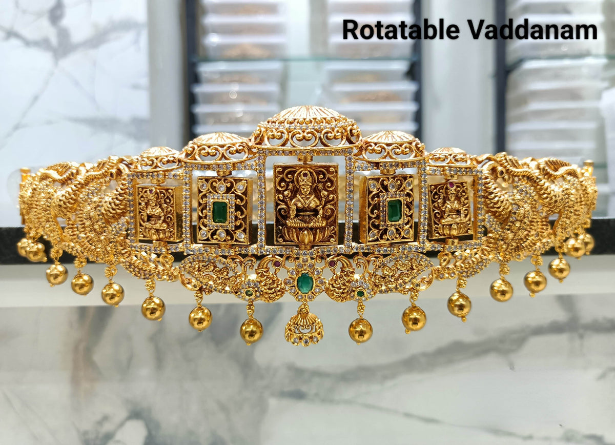 Nakshi Work with AD Stones Bridal Hip Belt (Gold Replica)