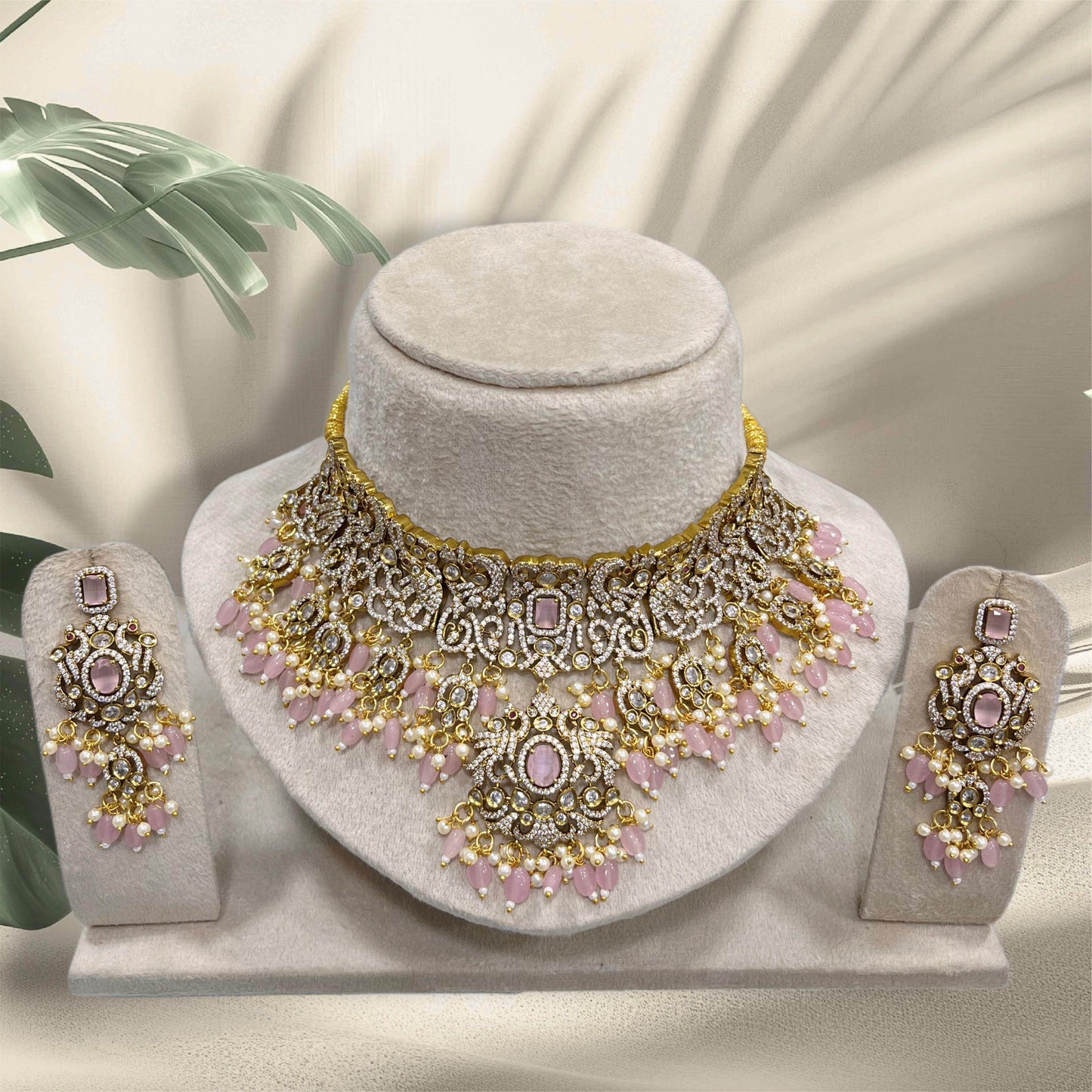 Victorian Polish with AD Stones Bridal Choker - Nakshatra Jewels
