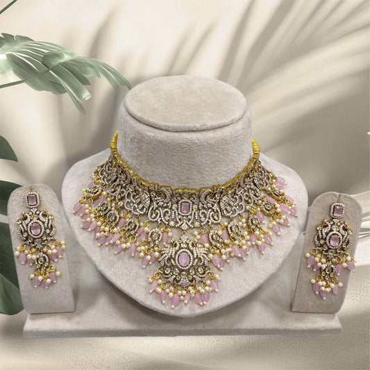 Victorian Polish with AD Stones Bridal Choker - Nakshatra Jewels