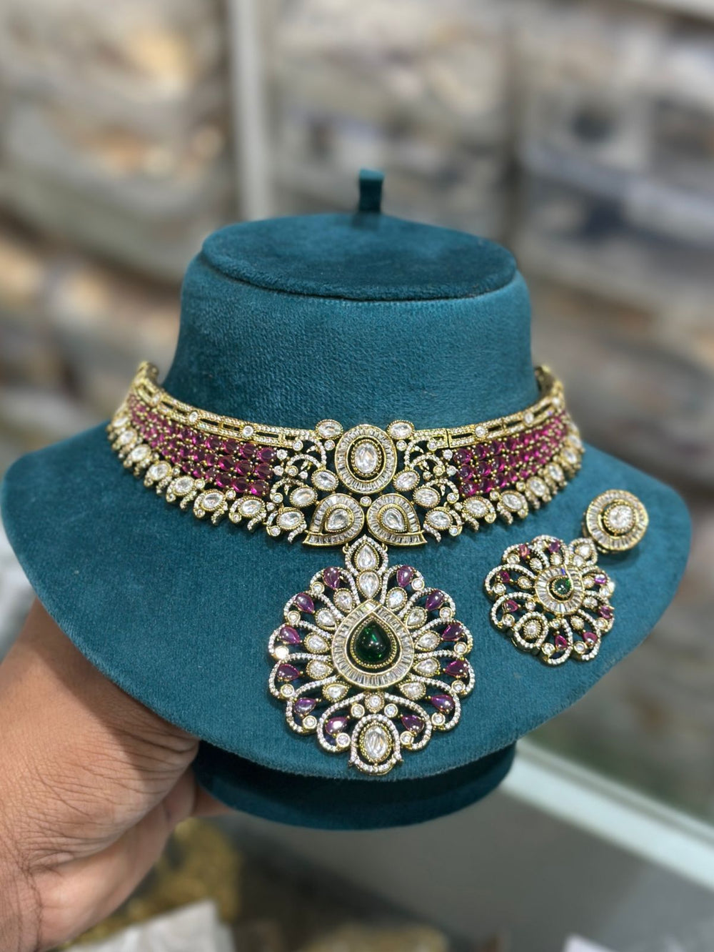 Victorian Polish AD and Mossianite Stones Bridal Choker