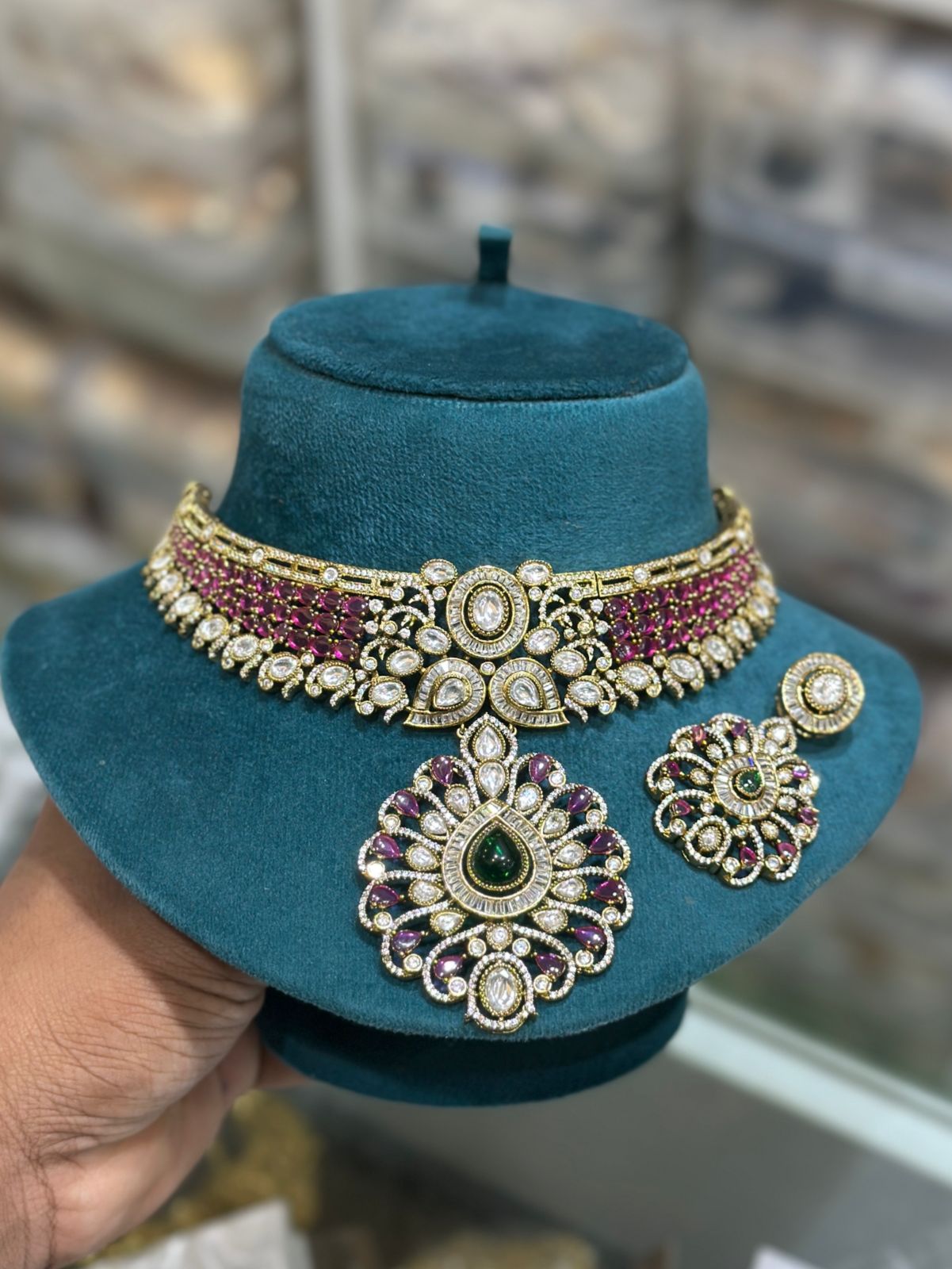 Victorian Polish AD and Mossianite Stones Bridal Choker