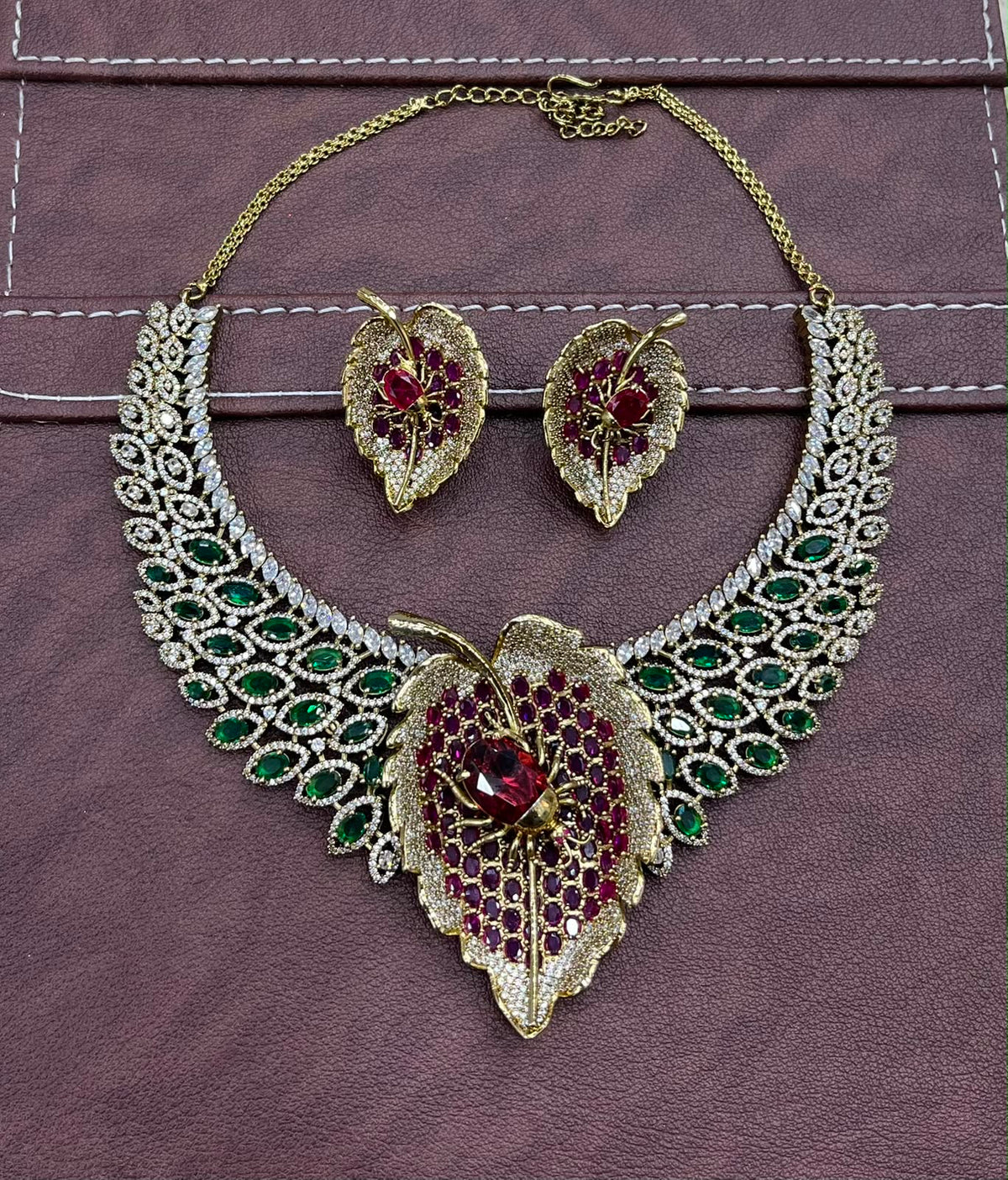 Victorian Polish with AD Stones Designer Necklace