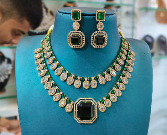 Victorian Polish AD Stones Layer Necklace