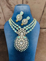 Moissanite and AD Stones Bridal Haram - Nakshatra Jewels