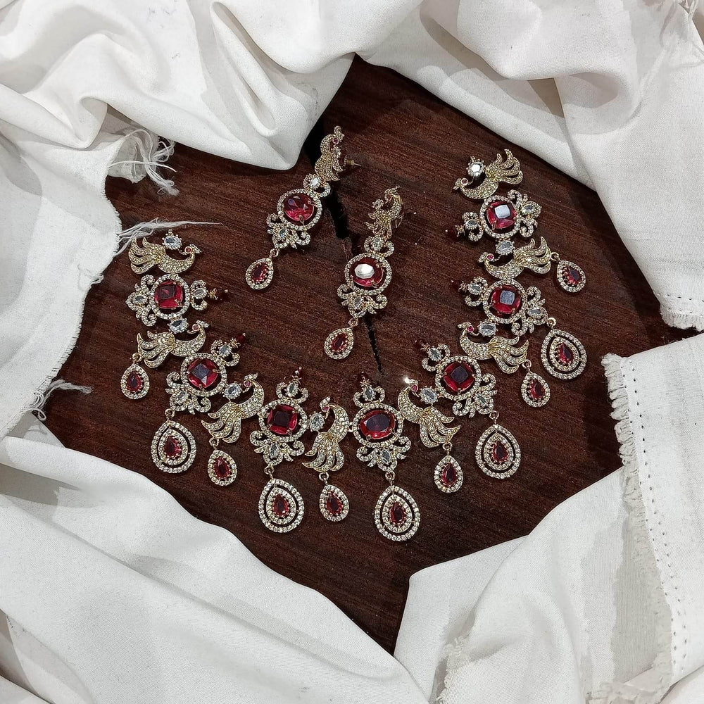 Victorian Polish with AD Stones Necklace - Nakshatra Jewels