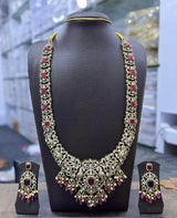 Victorian Polish Moissanite and AD Stones Bridal Necklace - Nakshatra Jewels