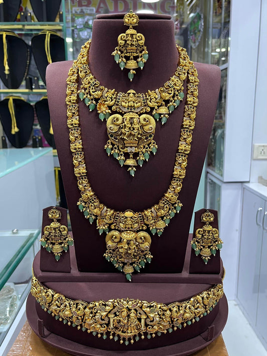 Nakshi Work with AD Stones Bridal Combo Set - Nakshatra Jewels