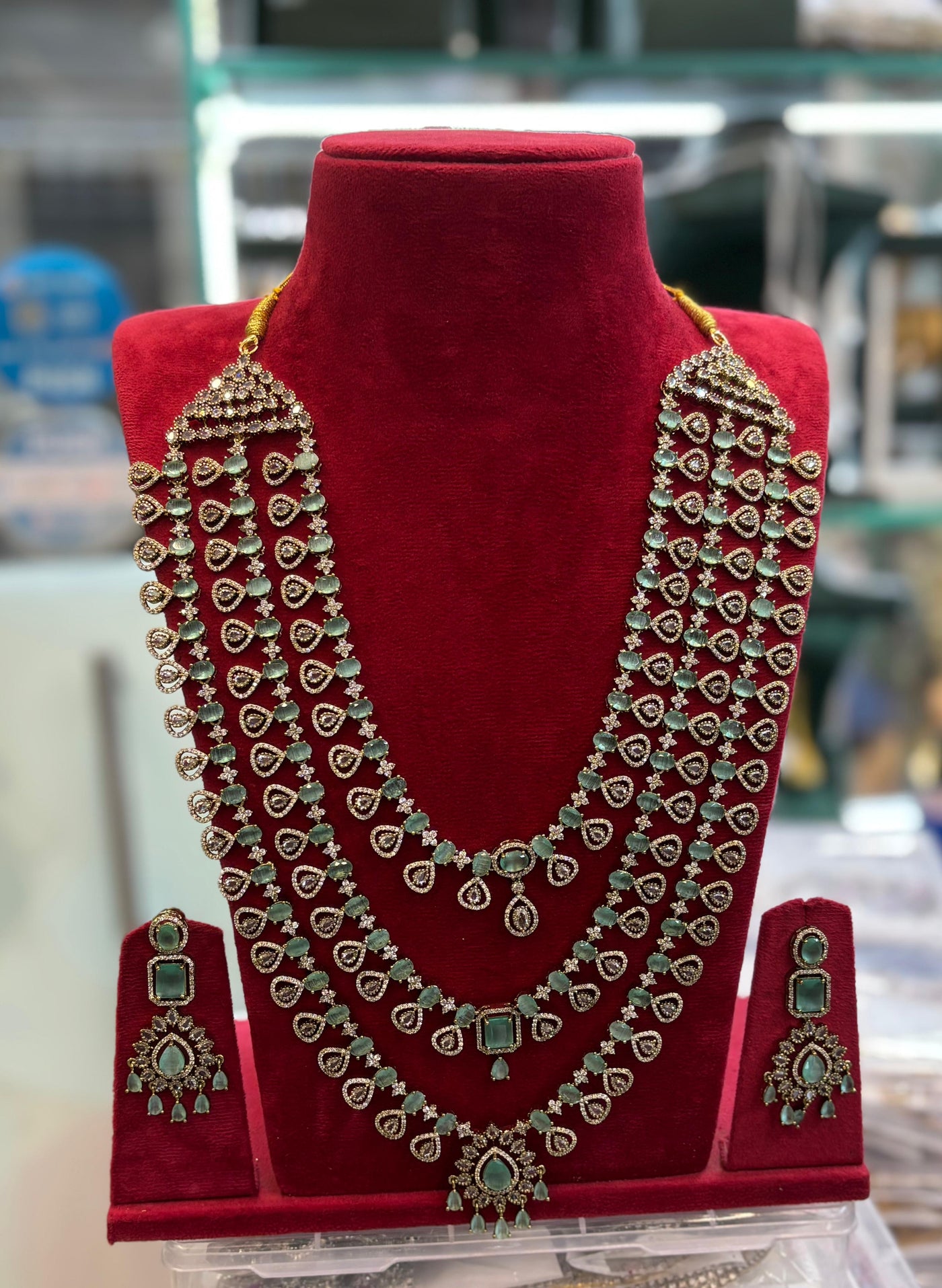 Victorian Polish AD Stones Bridal Layer Haram
