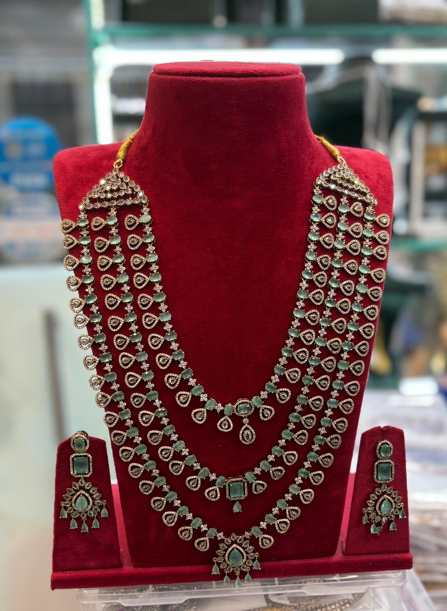 Victorian Polish AD Stones Bridal Layer Haram