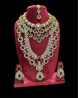 Victorian Polish with Moissanite Stones Bridal Combo set - Nakshatra Jewels