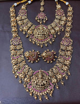 Nakshi Work with Kempu Stones Bridal Combo Set - Nakshatra Jewels