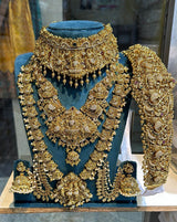 Nakshi Work with Ad Stones Bridal Set (Gold Replica) - Nakshatra Jewels