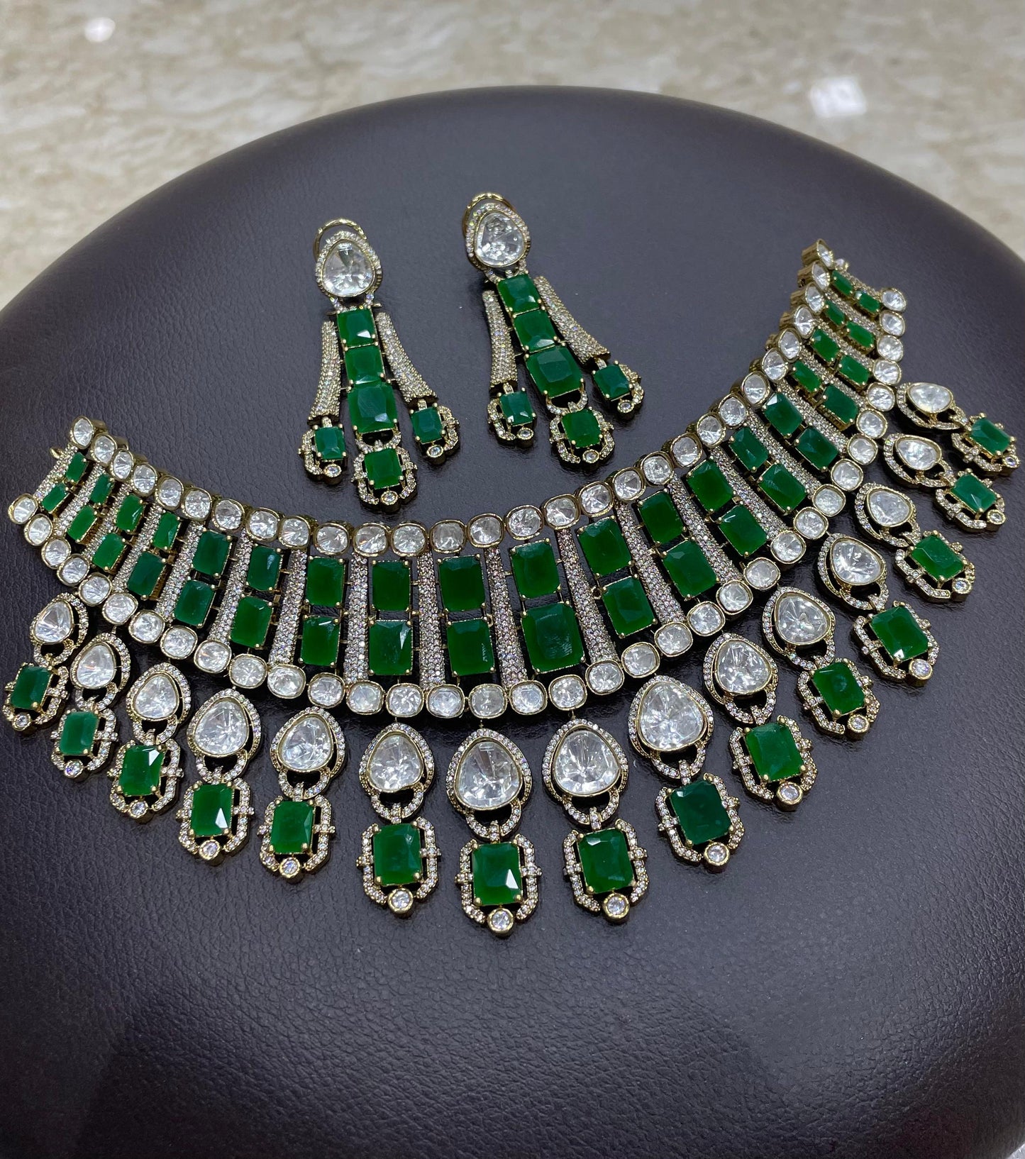 Victorian Polish AD and Mossianite Stones Bridal Choker