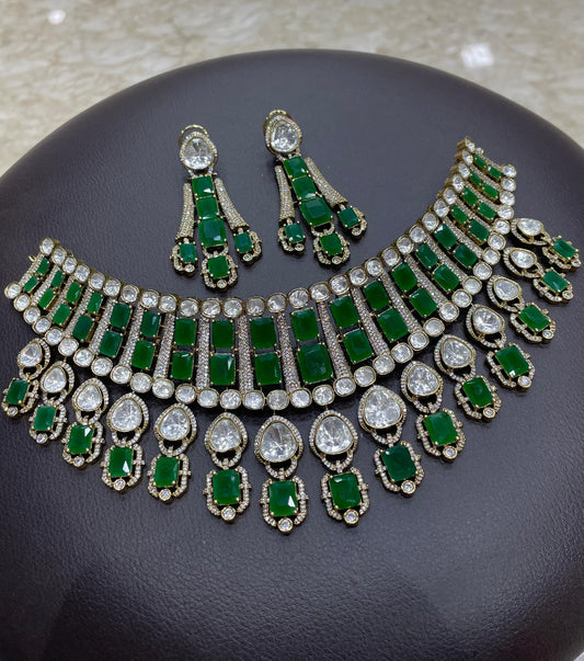 Victorian Polish AD and Mossianite Stones Bridal Choker