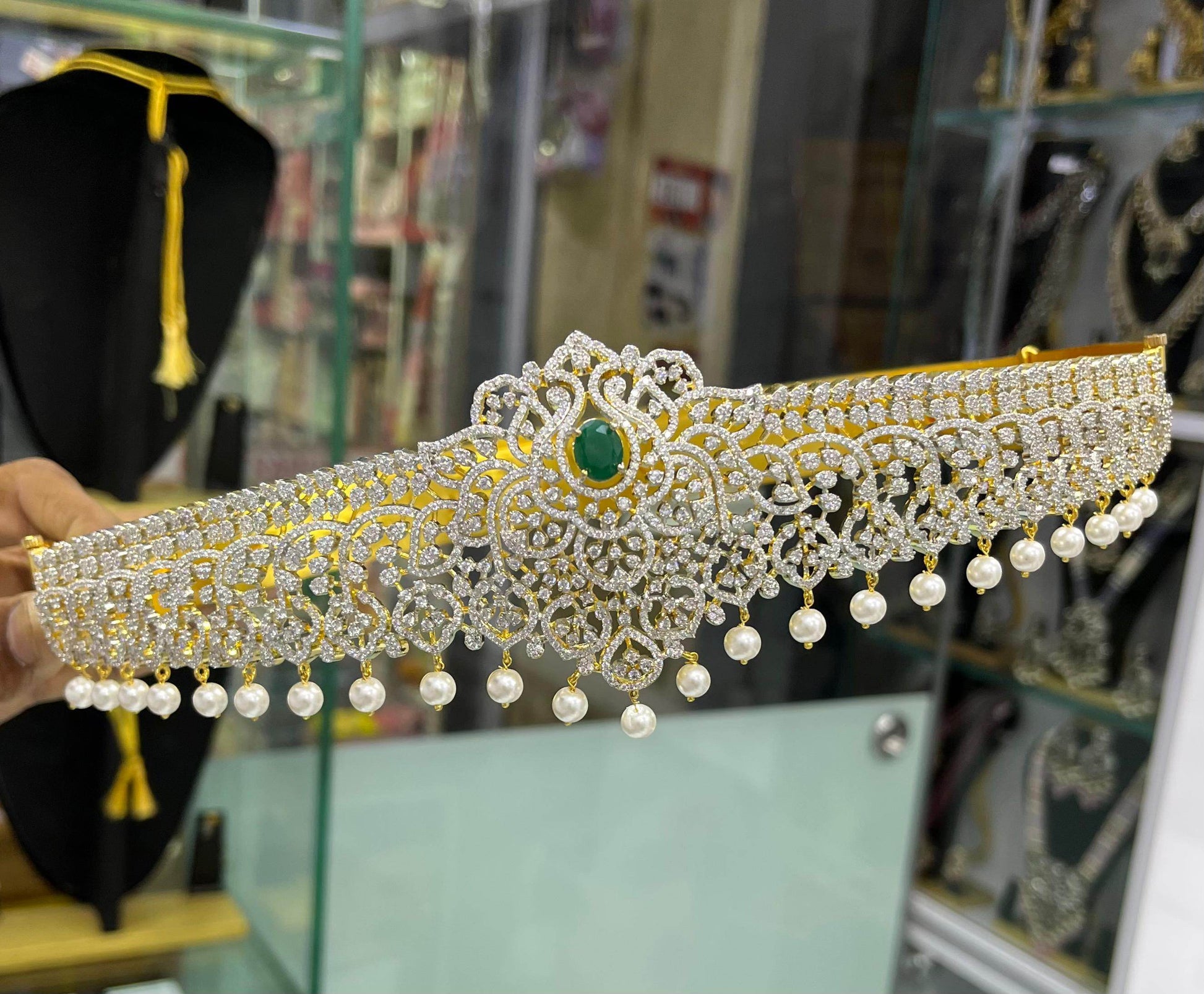 American Diamond Stones Bridal Hip Belt - Nakshatra Jewels