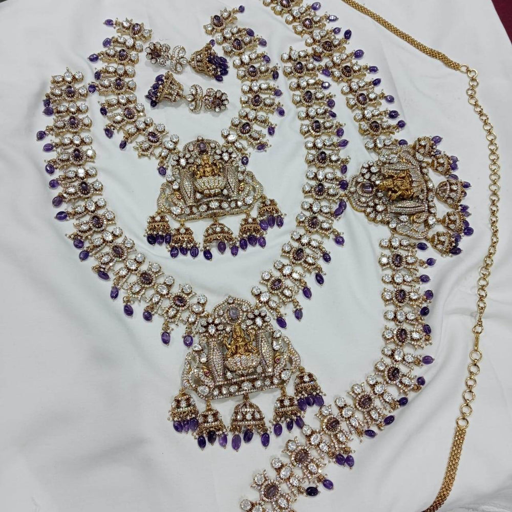 Moissanite Stones Bridal Set - Purple - Nakshatra Jewels