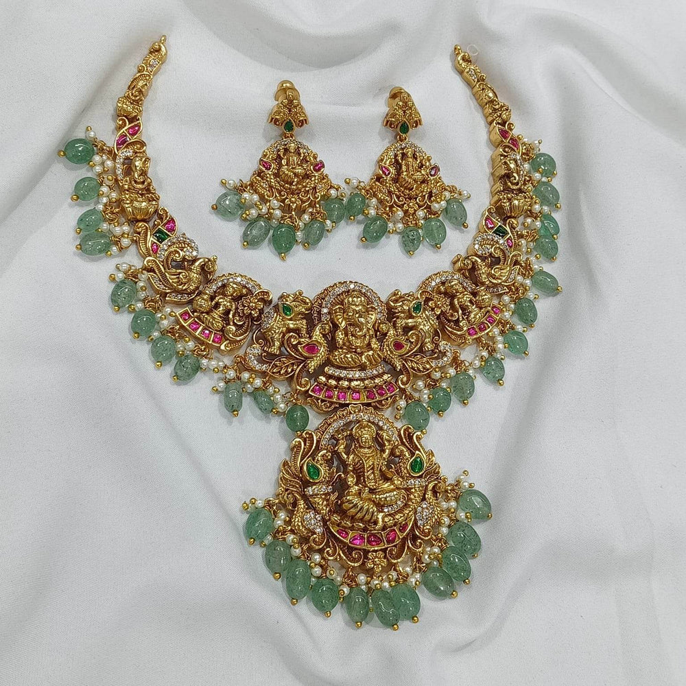 Nakshi Work with Jaadu Kundan Stones Bridal Necklace - Nakshatra Jewels