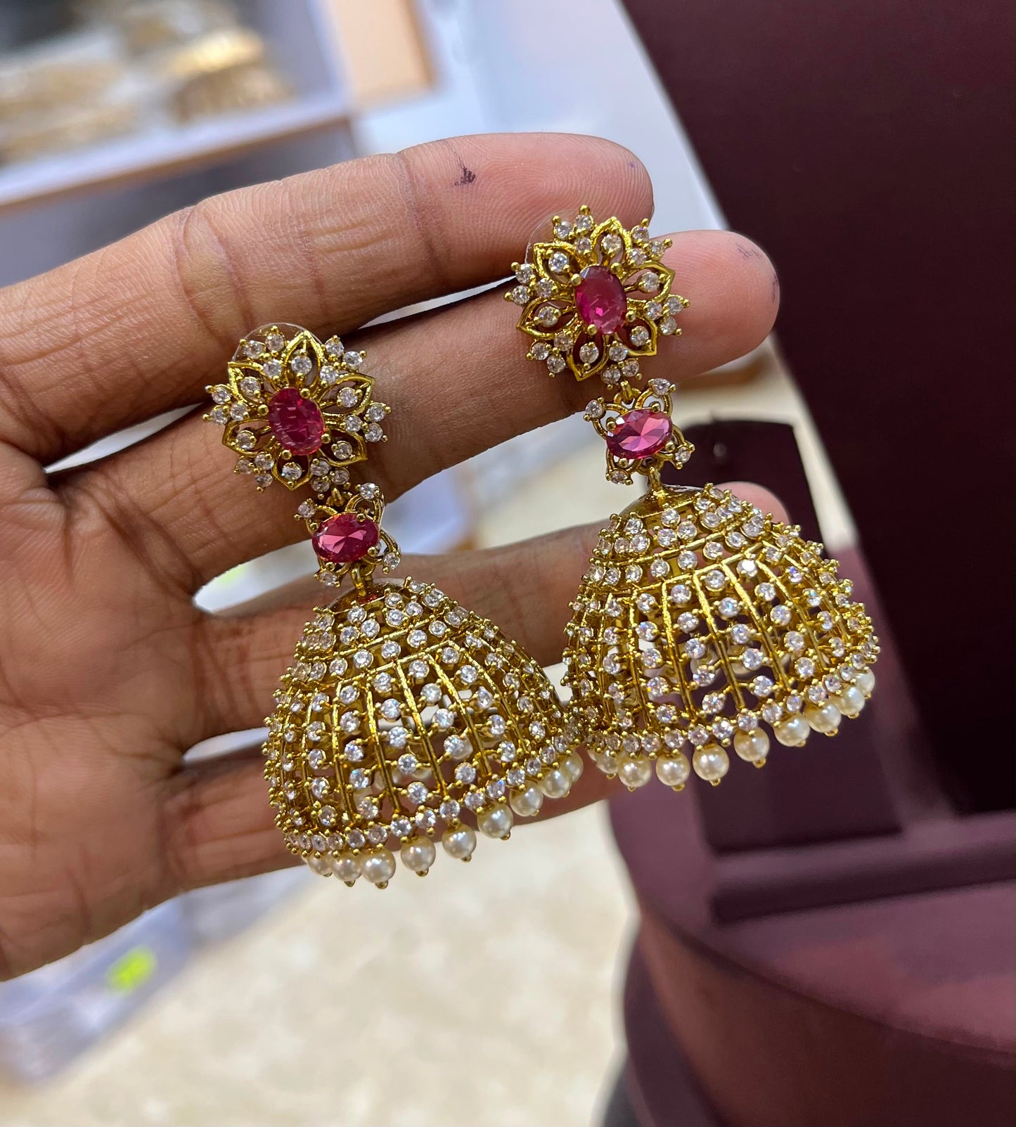 Victorian Polish AD Stone Earrings