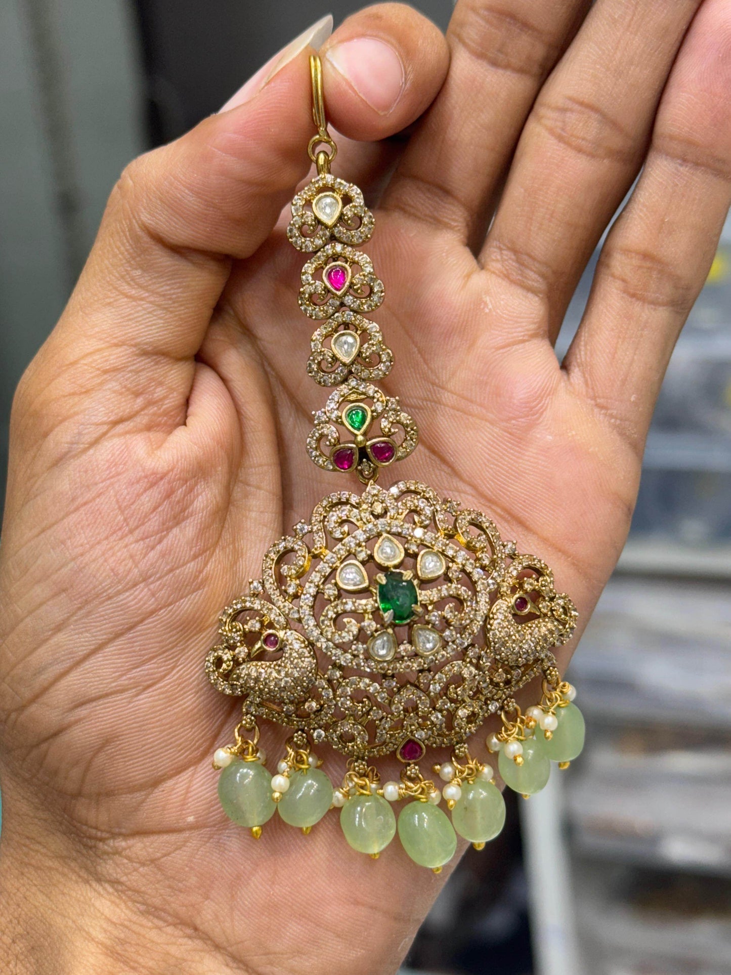 Victorian Polish AD Stones Tikka - Nakshatra Jewels
