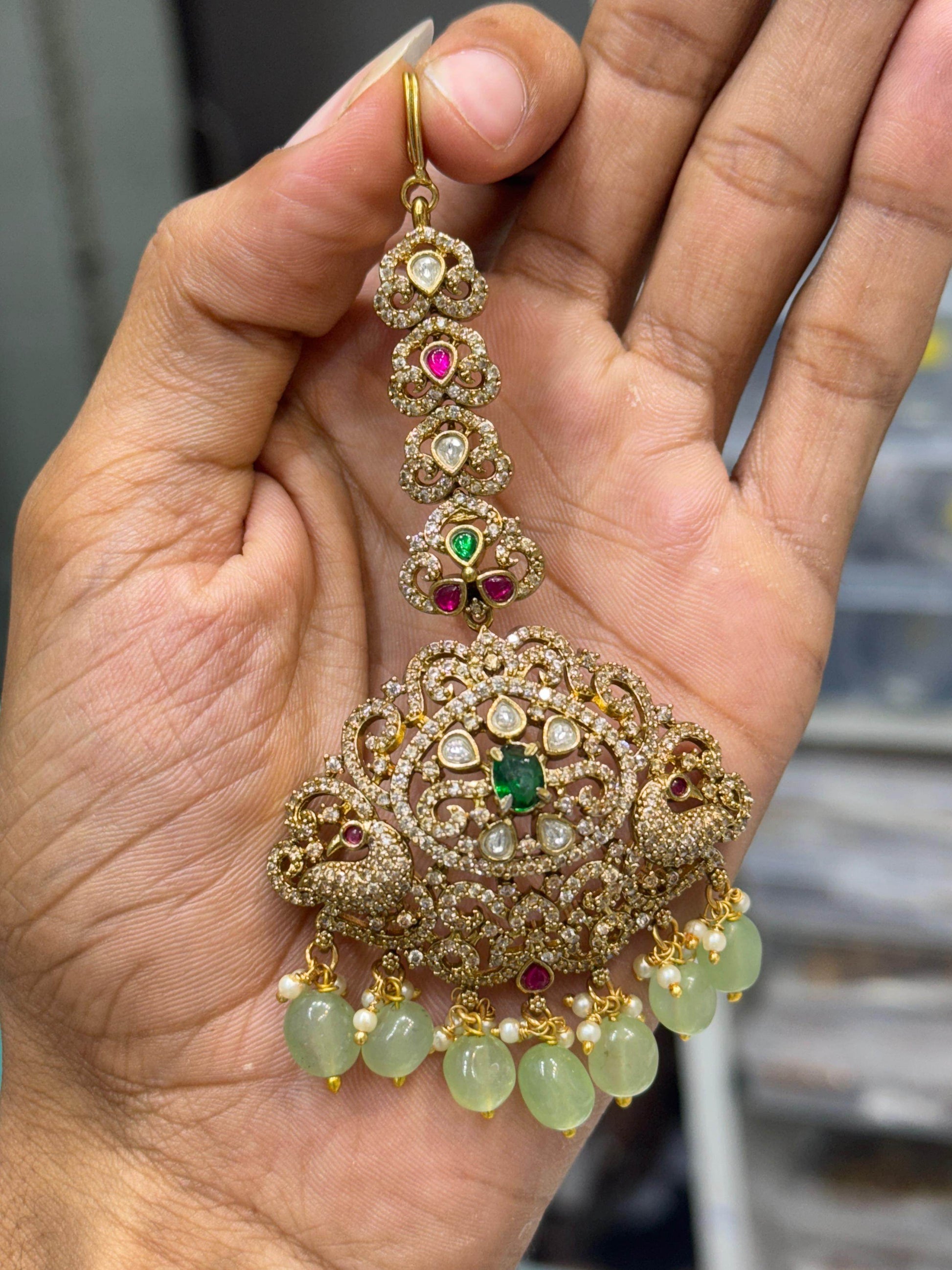 Victorian Polish AD Stones Tikka - Nakshatra Jewels