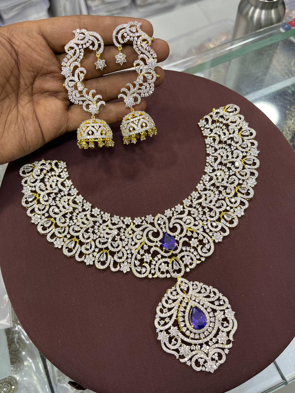American Diamond Stones Bridal Necklace