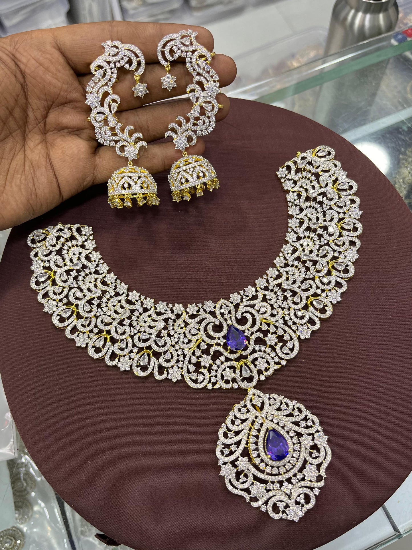 American Diamond Stones Bridal Necklace