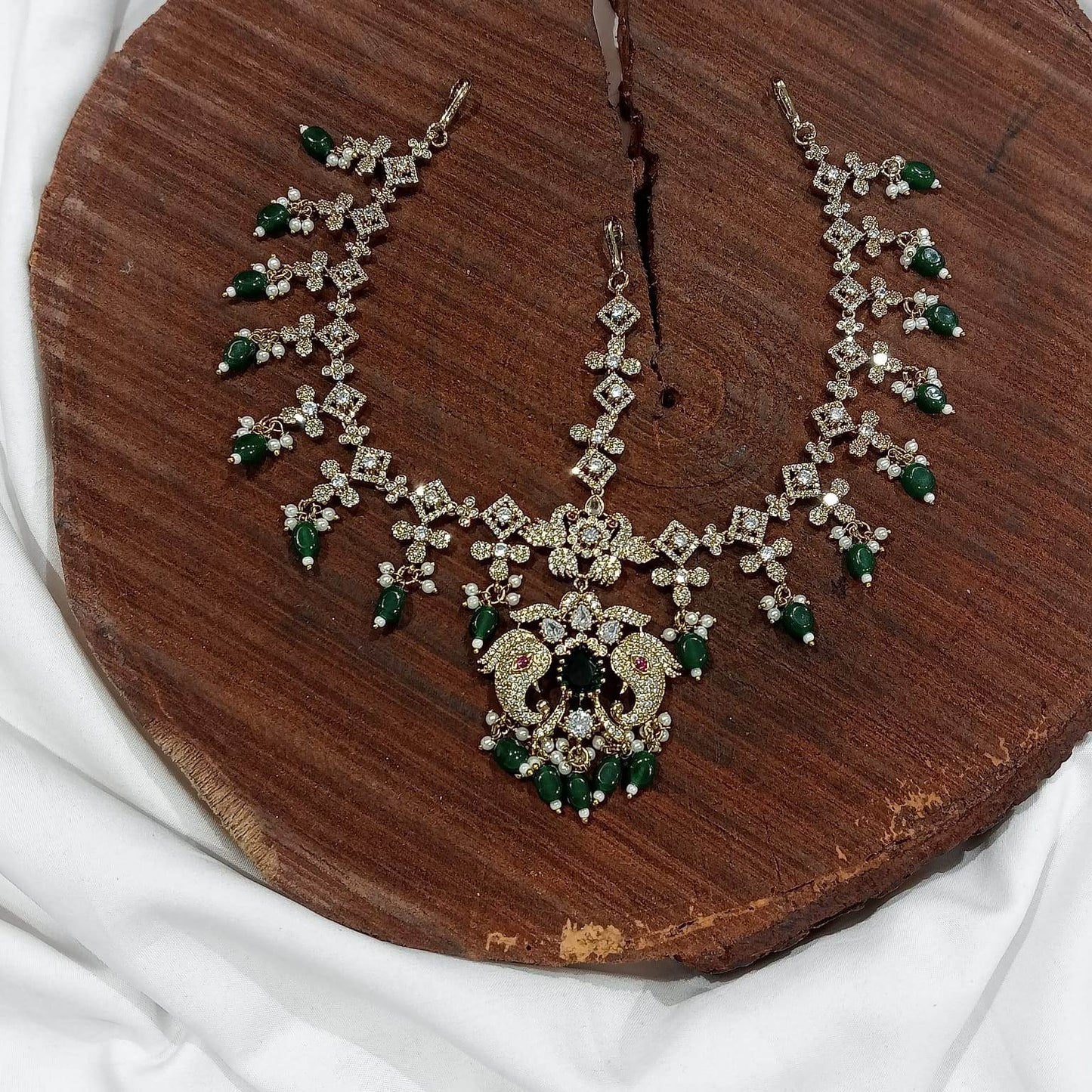 Victorian Polish AD Stones Headset - Nakshatra Jewels