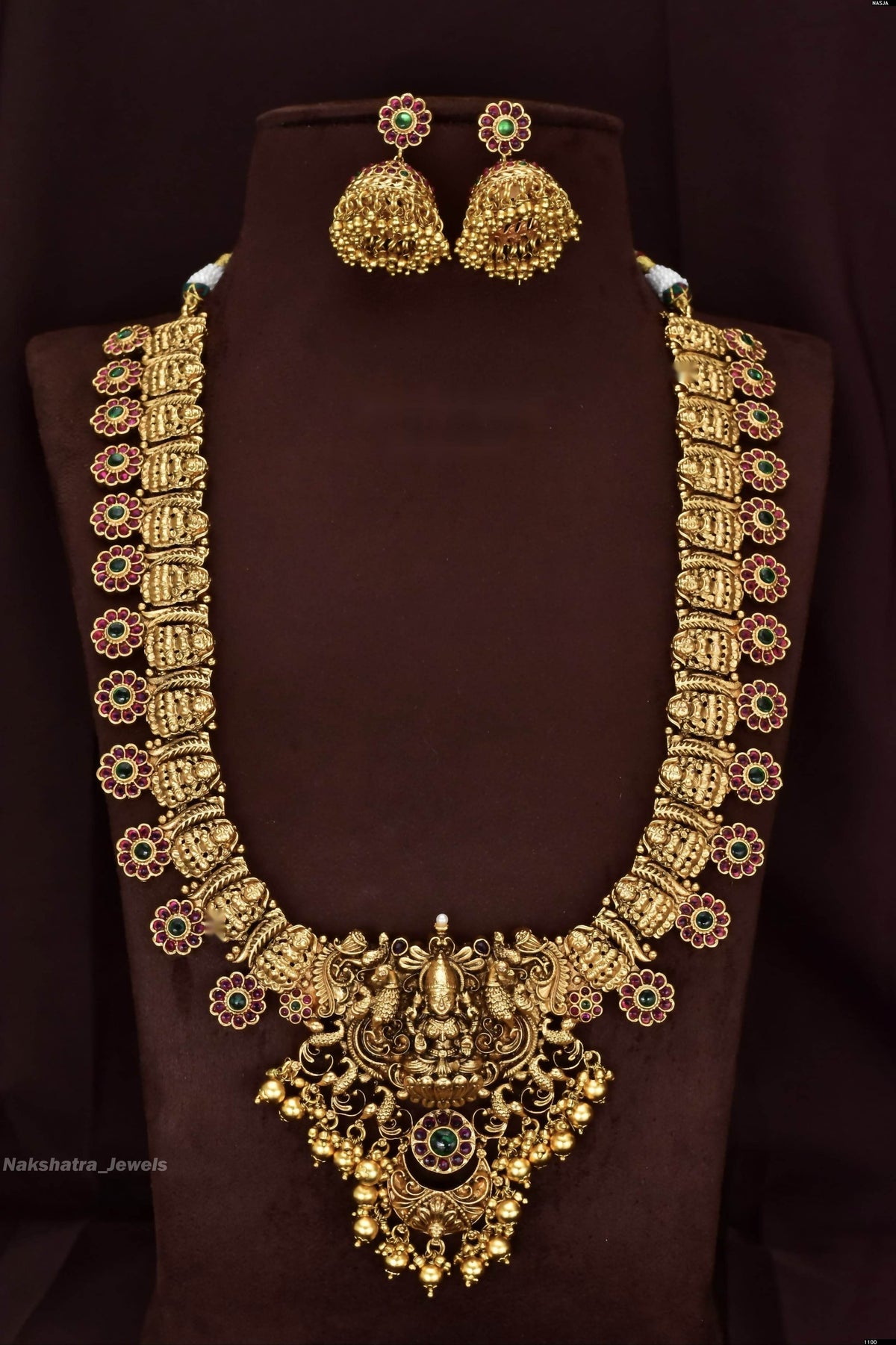 Nakshi Work with Kempu Stones Bridal Haram