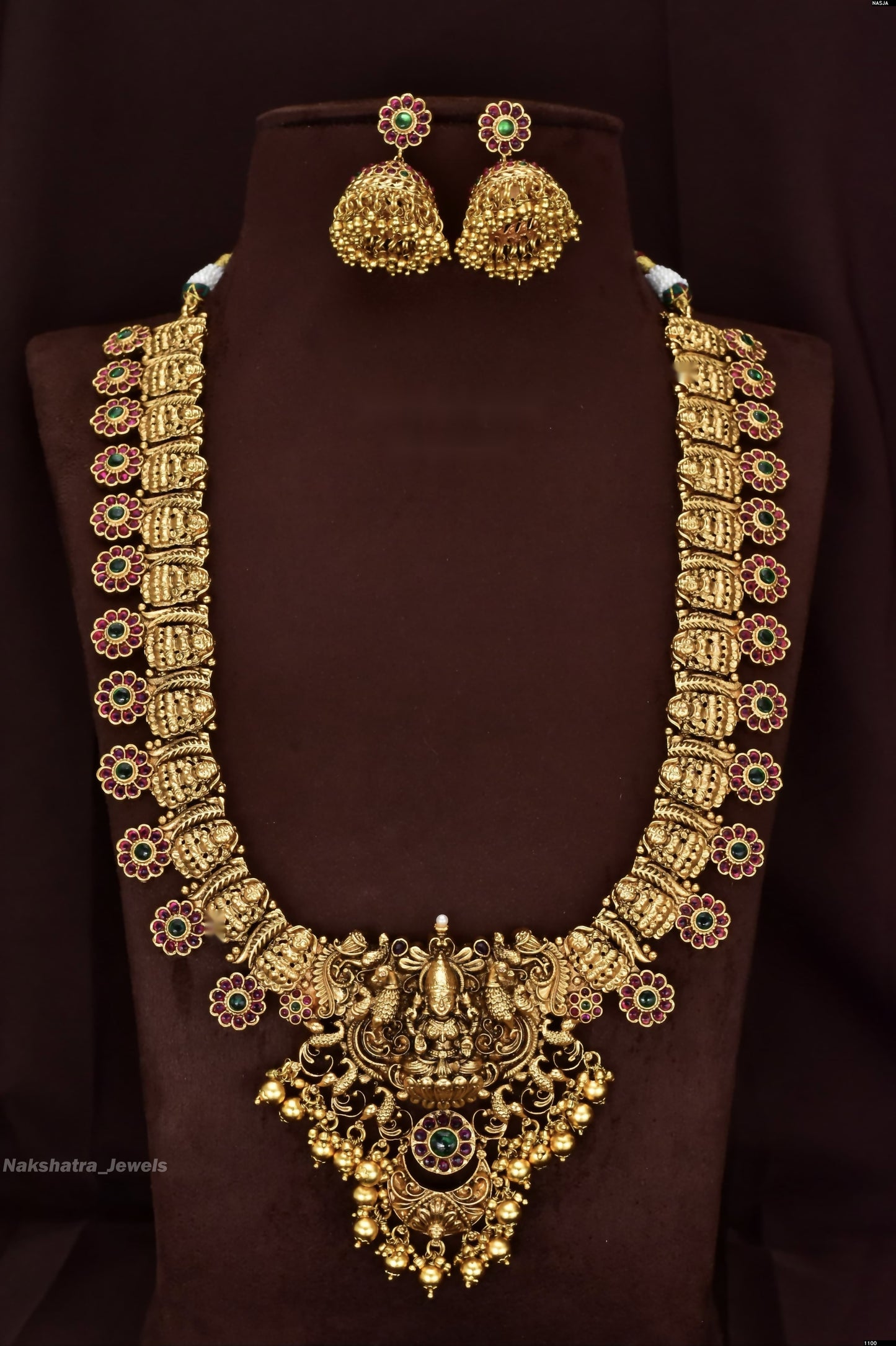 Nakshi Work with Kempu Stones Bridal Haram