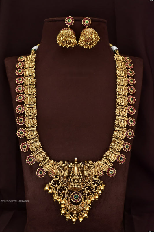 Nakshi Work with Kempu Stones Bridal Haram