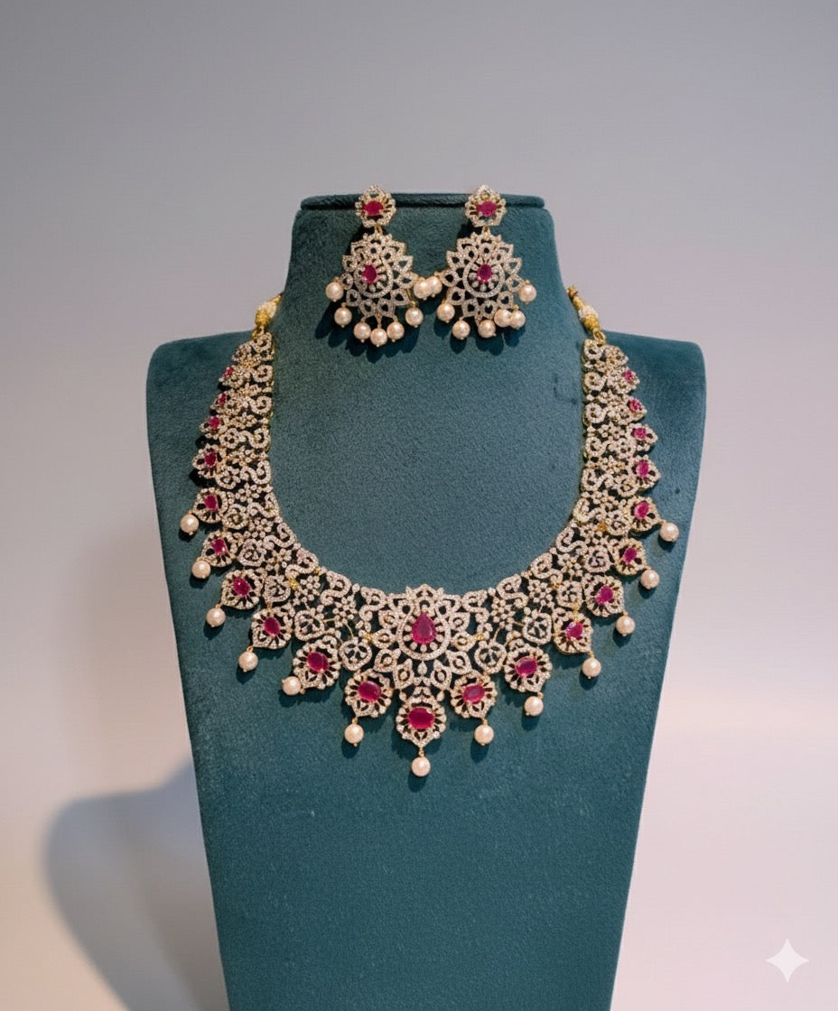 American Diamond Stones Bridal Necklace