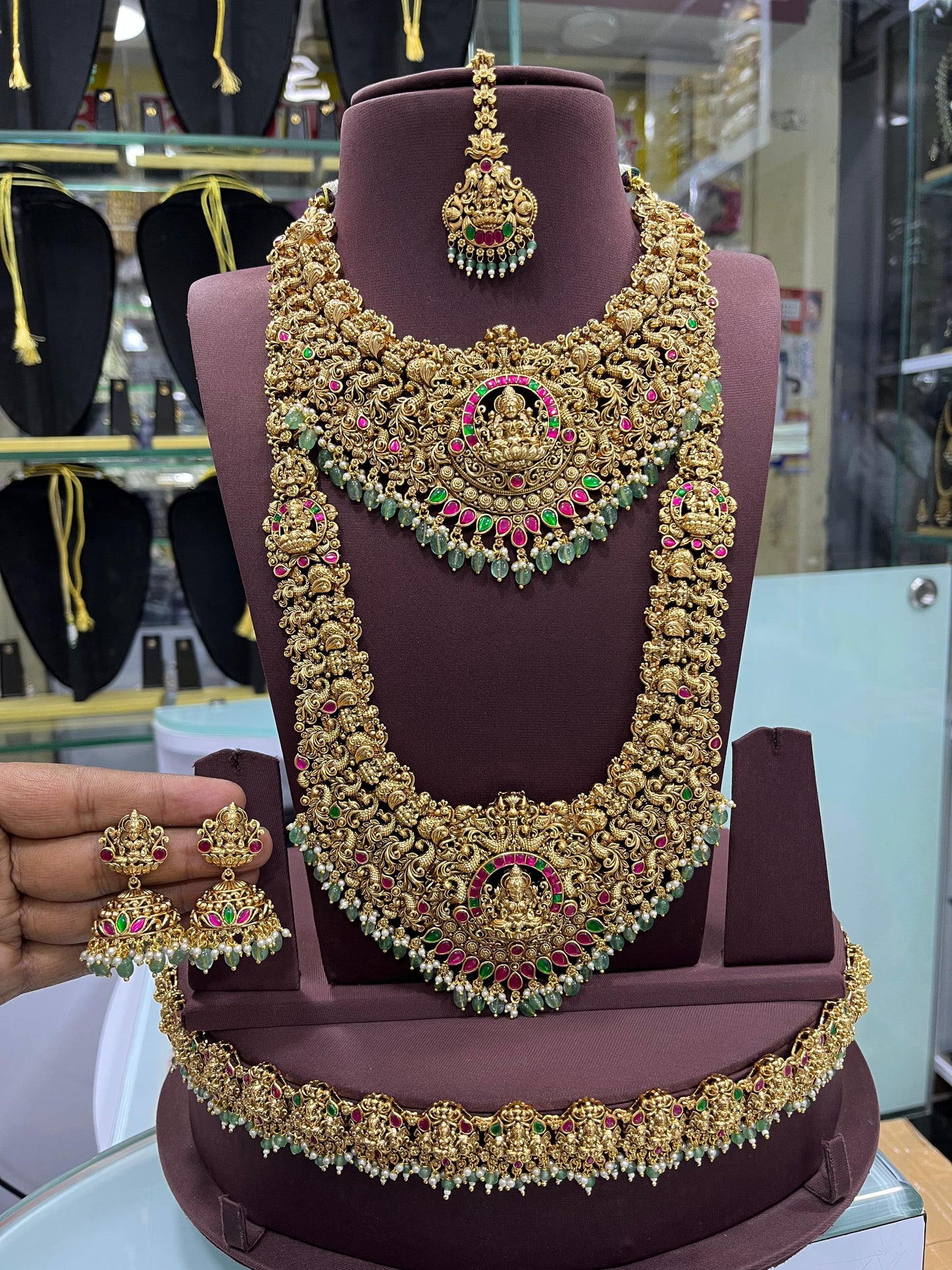 Nakshi Work with Jaadu Kundan Stones and Bridal Combo Set