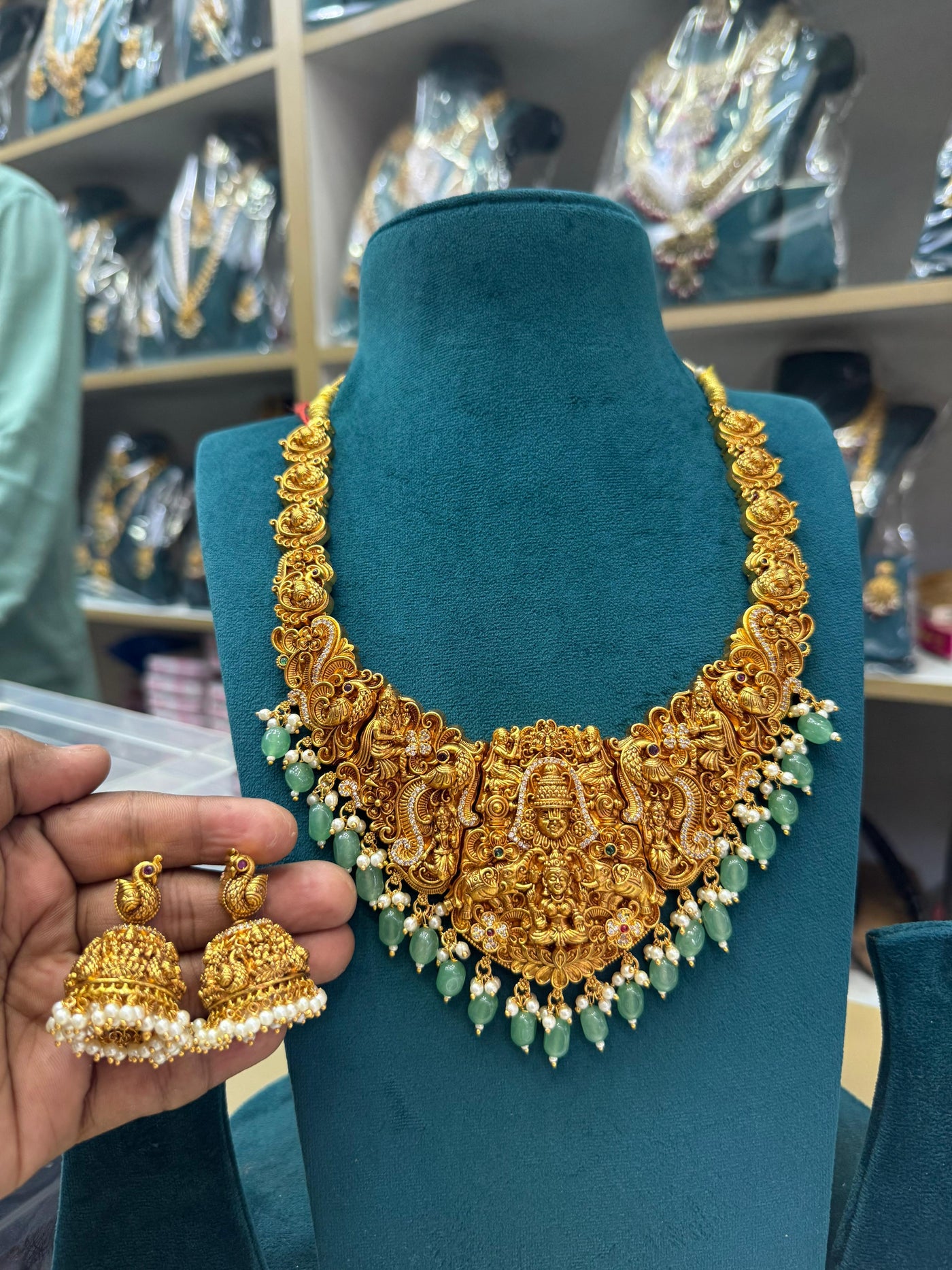 Nakshi Work with AD Stones Bridal Necklace