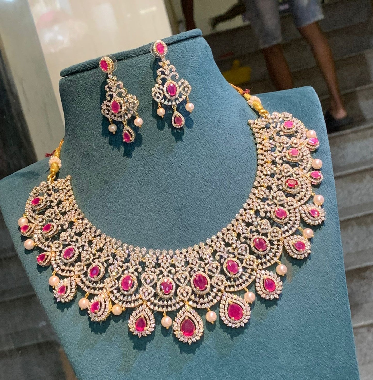 American Diamond Stones Bridal Neck Set