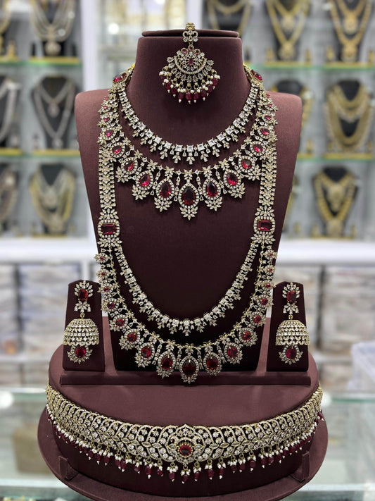 Victorian Polish With Mossianite & AD Stones Bridal Set - Nakshatra Jewels