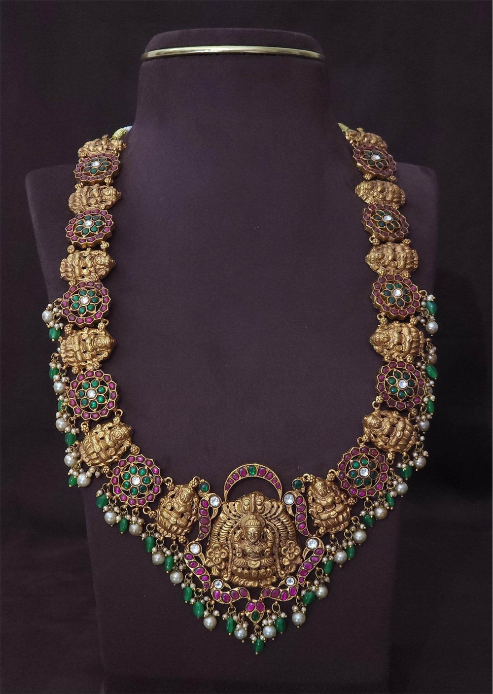 Nakshi Work with Jaadu Kundan Stones Bridal Haram - Nakshatra Jewels