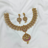 Nagasi Work with Kempu Stones Necklace - Nakshatra Jewels