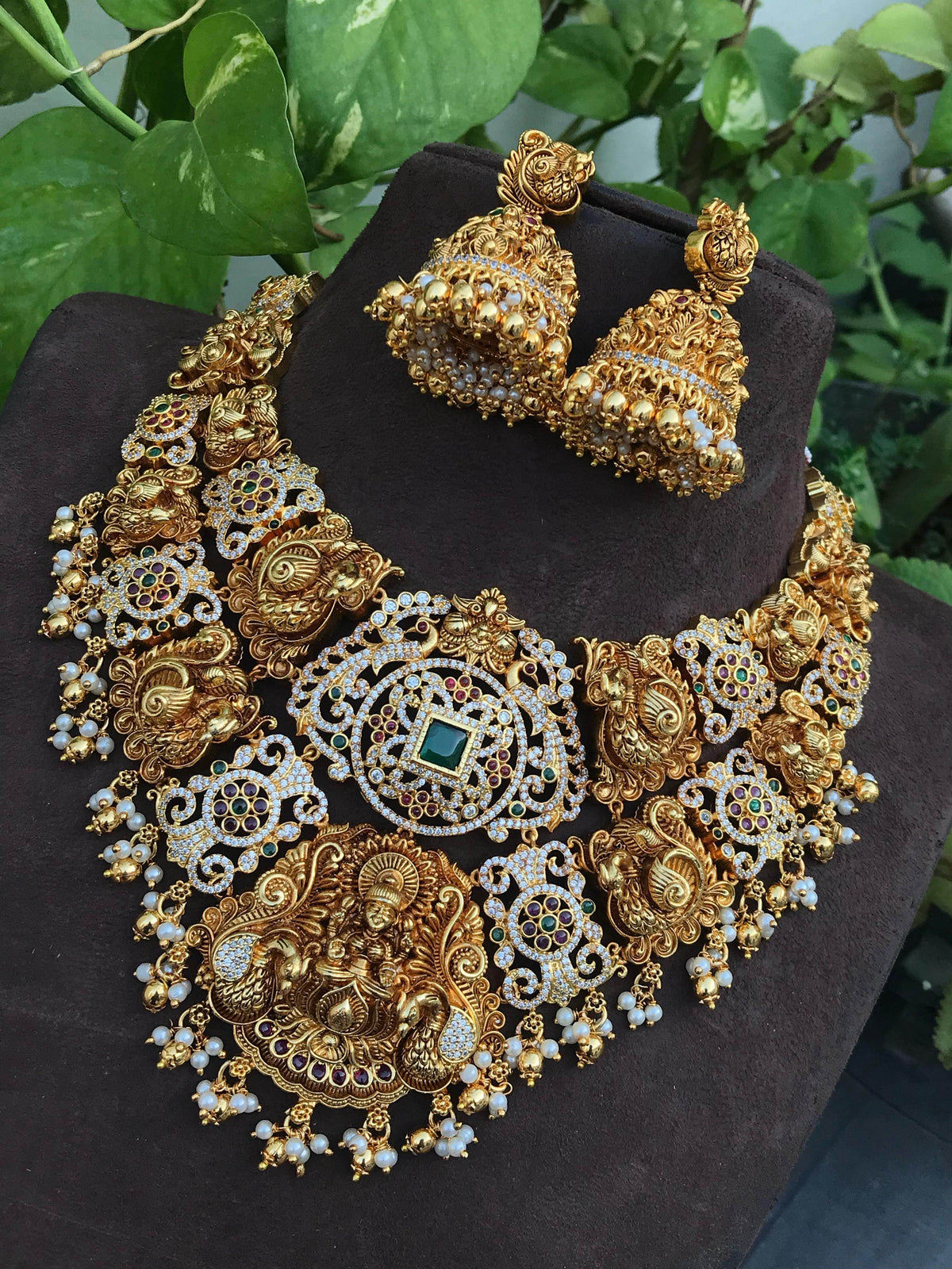 Nakshi Work with AD Stones Bridal Necklace