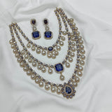 Victorian Polish with AD Stones Bridal Layer Haram - Nakshatra Jewels