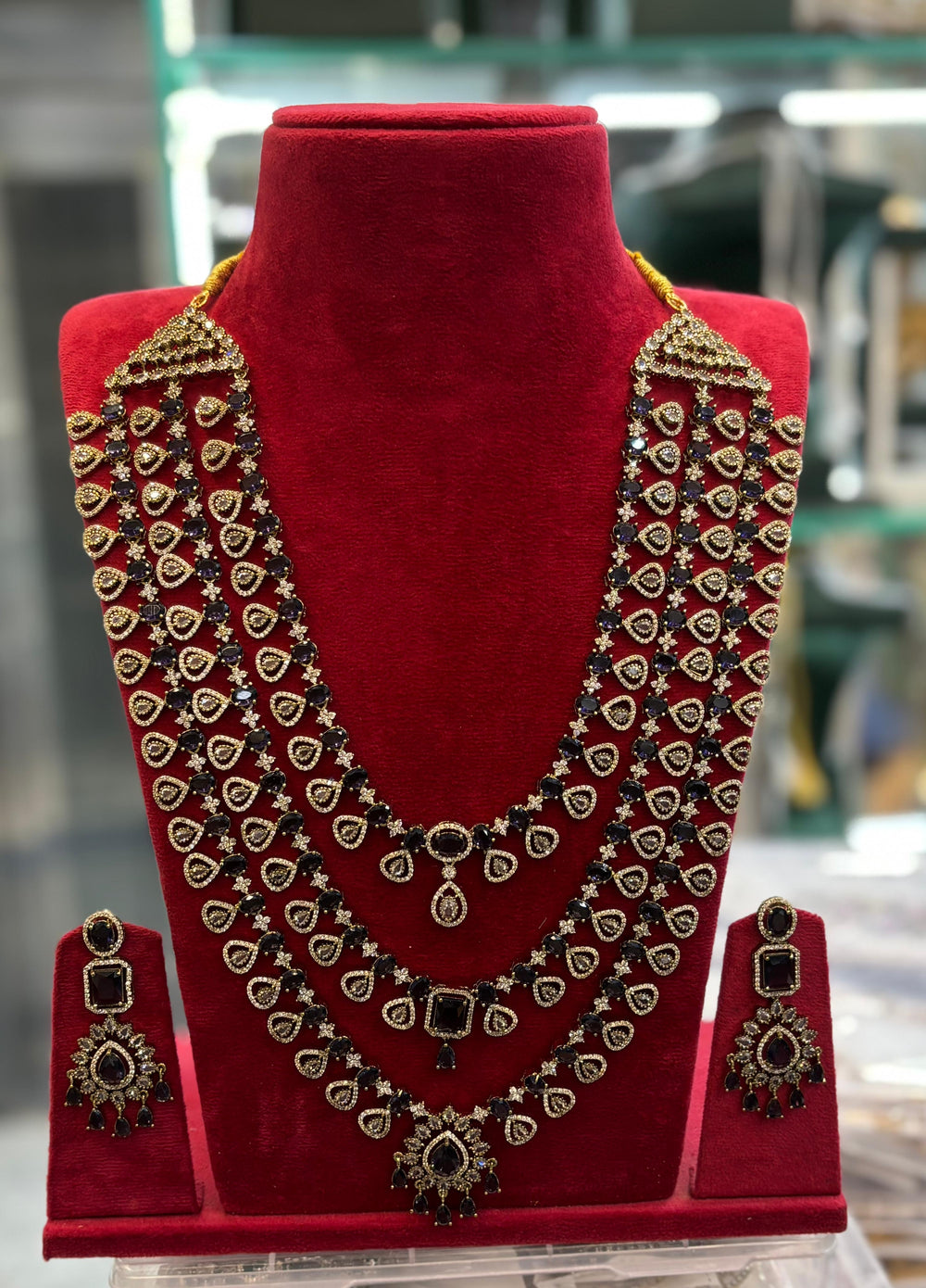 Victorian Polish AD Stones Bridal Layer Haram