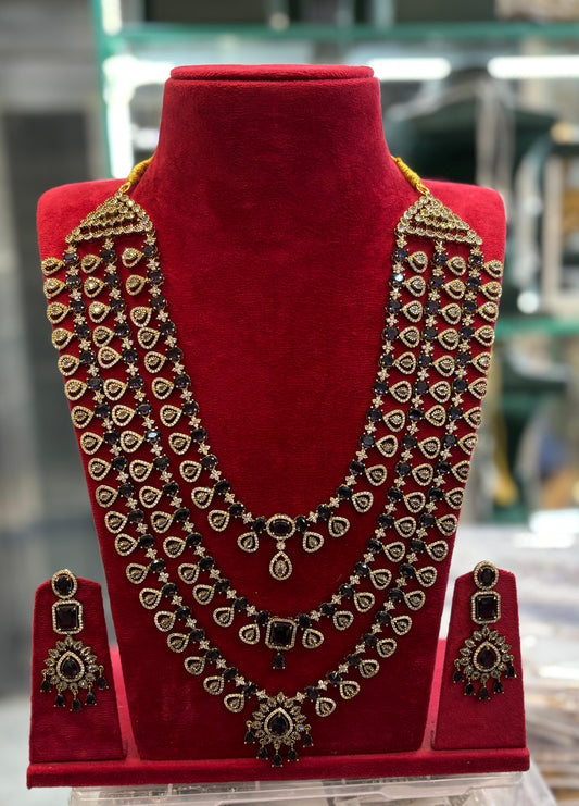 Victorian Polish AD Stones Bridal Layer Haram