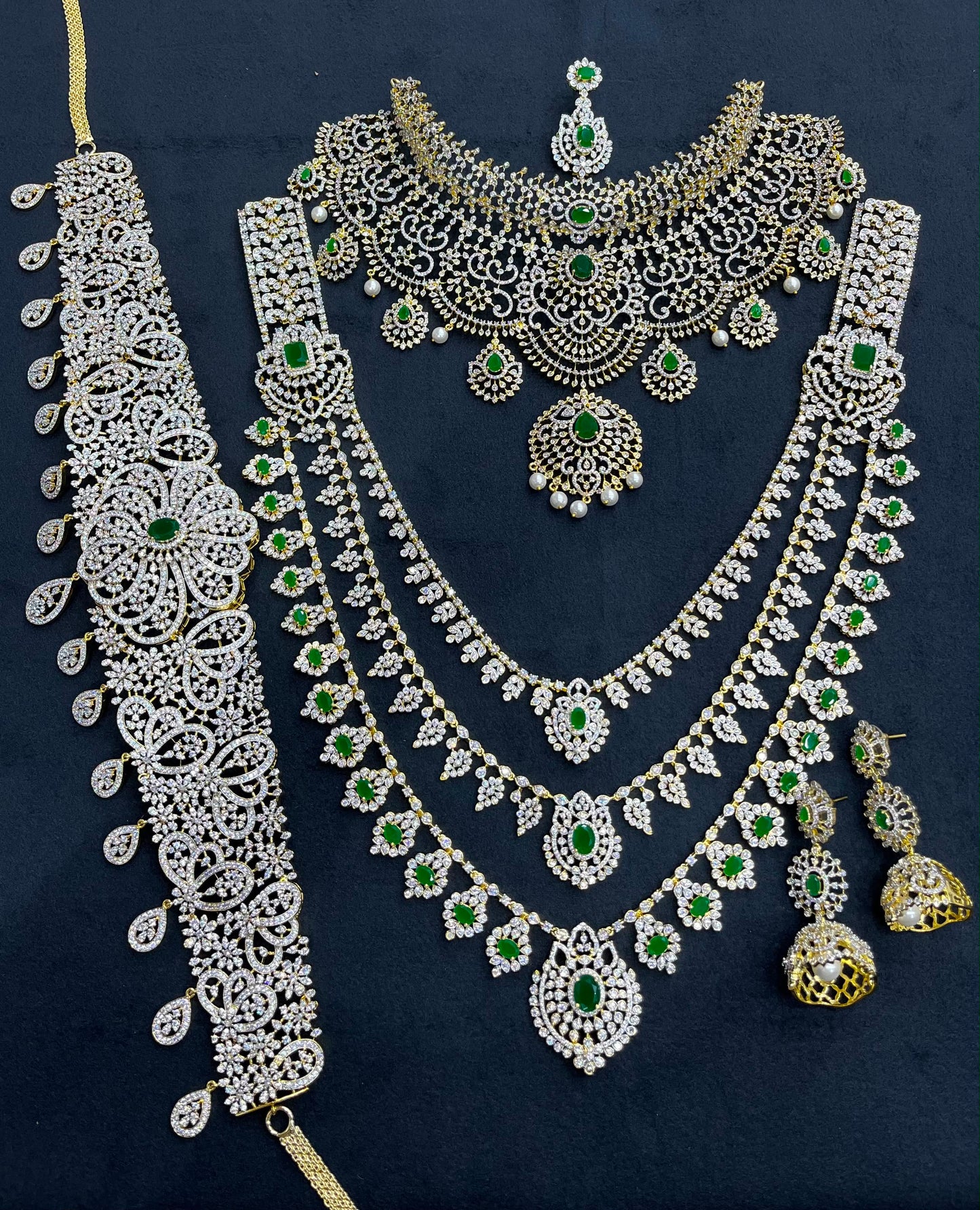 American Diamond Stones Bridal Combo Set