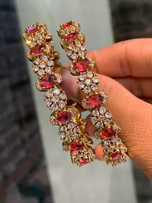 Victorian Polish AD Stone Bangles - Nakshatra Jewels