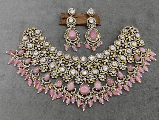 Victorian Polish with AD Stones Bridal Choker - Nakshatra Jewels