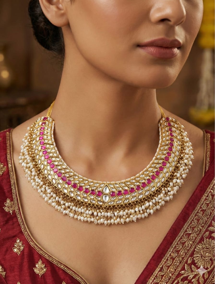 Jaadu Kundan Stones Bridal Necklace